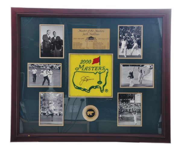 Jack Nicklaus Signed Limited-Edition 2000 Masters Championship Pin Flag Framed Montage with COA (28 ¾” x 34”)