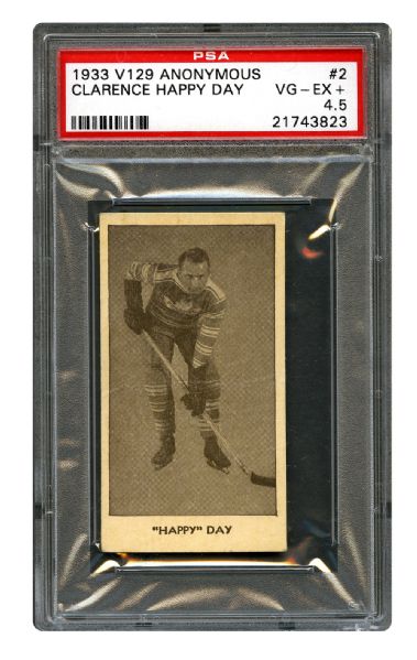 1933-34 Anonymous V129 Hockey Card #2 Clarence "Hap" Day <br>- Graded PSA 4.5 - Highest Graded!