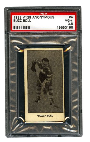 1933-34 Anonymous V129 Hockey Card #4 Frank Thorman "Buzz" Boll RC <br>- Graded PSA 3.5