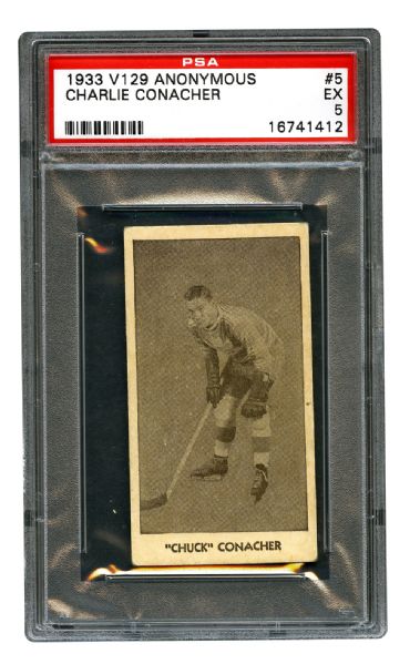 1933-34 Anonymous V129 Hockey Card #5 Charles William "Chuck" Conacher, Sr. RC <br>- Graded PSA 5