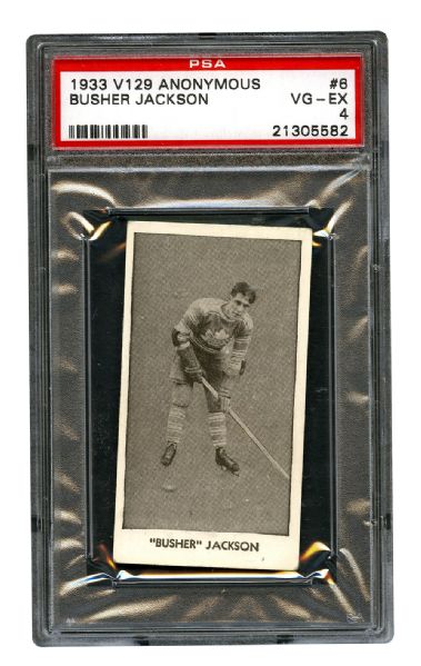 1933-34 Anonymous V129 Hockey Card #6 Ralph Harvey "Busher" Jackson RC <br>- Graded PSA 4