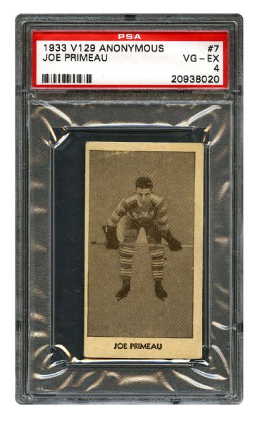 1933-34 Anonymous V129 Hockey Card #7 Alfred Joseph Francis "Gentleman Joe" Primeau RC <br>- Graded PSA 4