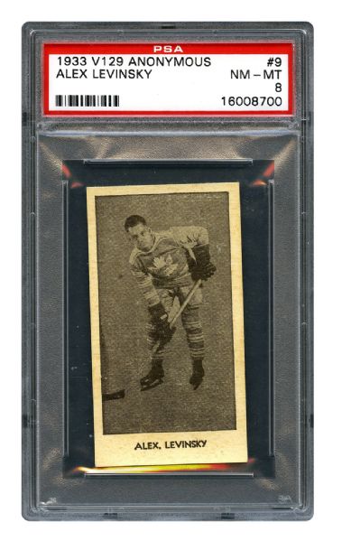 1933-34 Anonymous V129 Hockey Card #9 Alexander "Mine Boy" Levinsky RC <br>- Graded PSA 8 - Highest Graded!