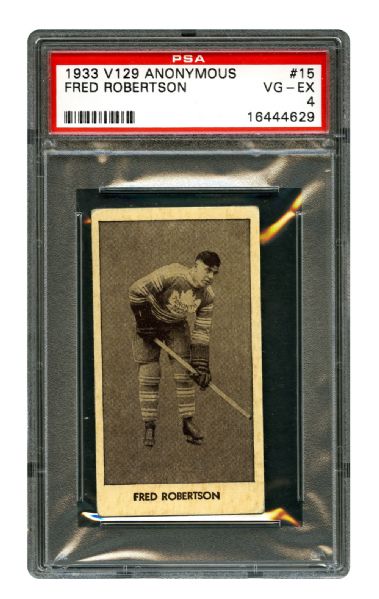 1933-34 Anonymous V129 Hockey Card #15 Frederick Robertson RC <br>- Graded PSA 4