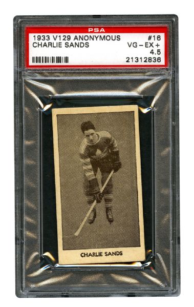 1933-34 Anonymous V129 Hockey Card #16 Charlie Sands RC <br>- Graded PSA 4.5