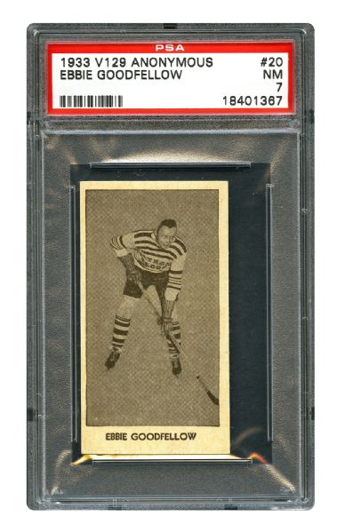1933-34 Anonymous V129 Hockey Card #20 Ebenezer "Ebbie" Goodfellow RC <br>- Graded PSA 7 - Highest Graded!