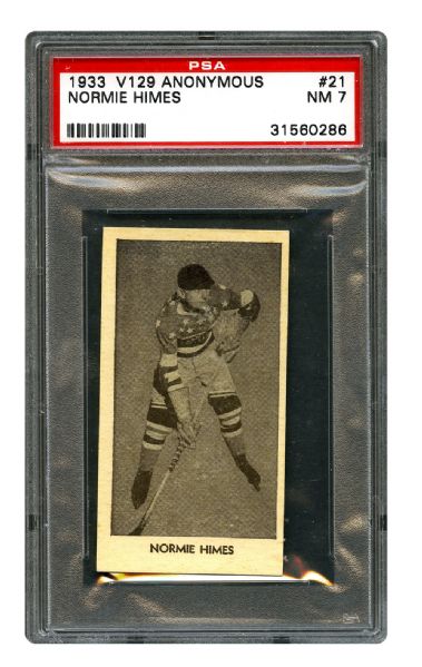 1933-34 Anonymous V129 Hockey Card #21 Norman "Normie" Himes RC <br>- Graded PSA 7 - Highest Graded!