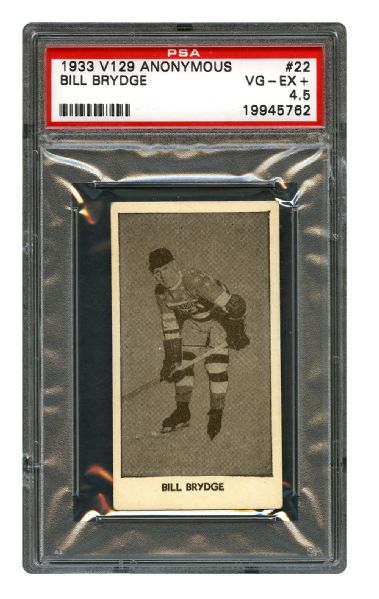 1933-34 Anonymous V129 Hockey Card #22 William "Bill" Brydge RC <br>- Graded PSA 4.5