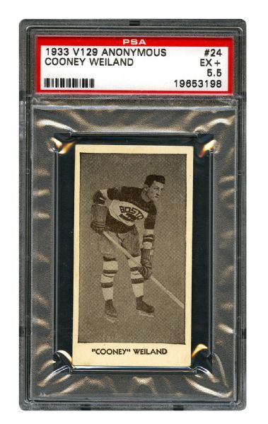 1933-34 Anonymous V129 Hockey Card #24 Ralph "Cooney" Weiland RC <br>- Graded PSA 5.5