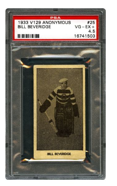 1933-34 Anonymous V129 Hockey Card #25 William "Bill" Beveridge RC <br>- Graded PSA 4.5