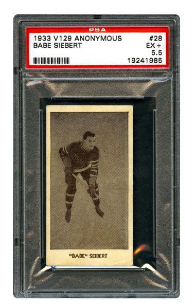 1933-34 Anonymous V129 Hockey Card #28 Charles "Babe" Siebert RC <br>- Graded PSA 5.5