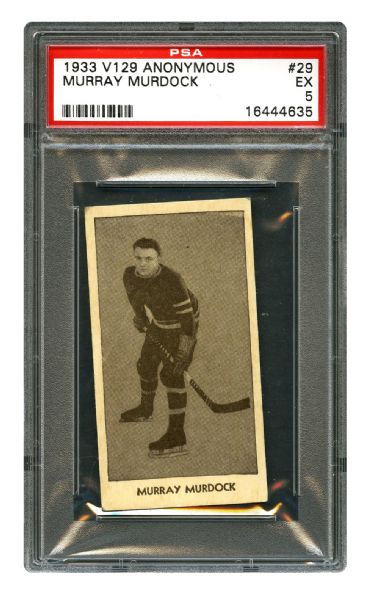 1933-34 Anonymous V129 Hockey Card #29 John Murray Murdoch <br>- Graded PSA 5 - Highest Graded!