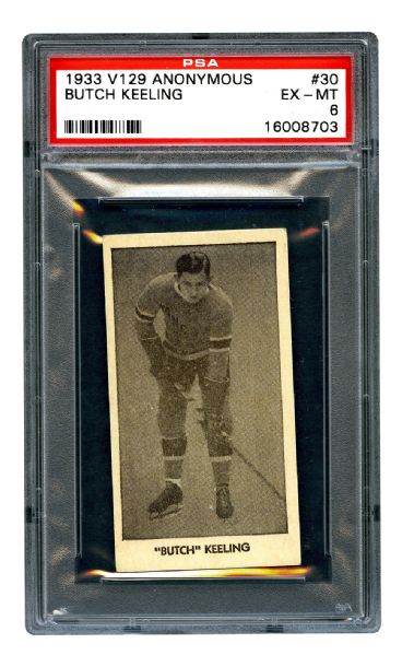 1933-34 Anonymous V129 Hockey Card #30 Nelville "Butch" Keeling RC <br>- Graded PSA 6 - Highest Graded!