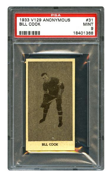 1933-34 Anonymous V129 Hockey Card #31 William "Bill" Cook <br>- Graded PSA 9 - Highest Graded!
