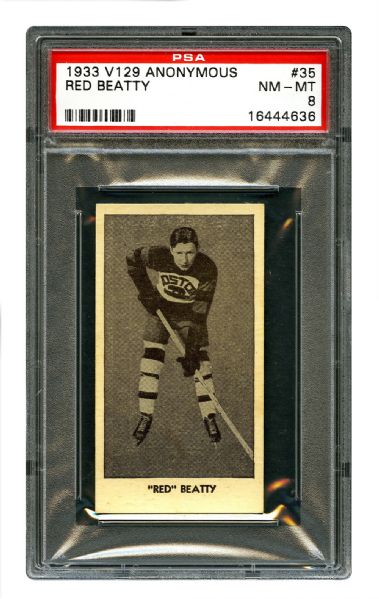 1933-34 Anonymous V129 Hockey Card #35 John "Red" Beattie <br>- Graded PSA 8 - Highest Graded!