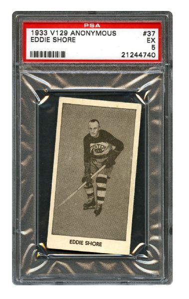 1933-34 Anonymous V129 Hockey Card #37 Edward "Eddie" Shore RC <br>- Graded PSA 5