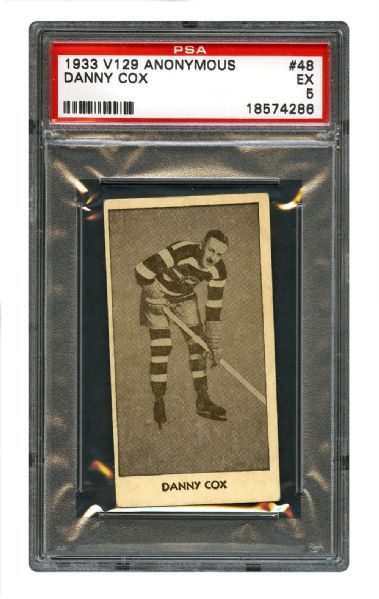 1933-34 Anonymous V129 Hockey Card #48 Daniel "Silent Danny" Cox RC <br>- Graded PSA 5