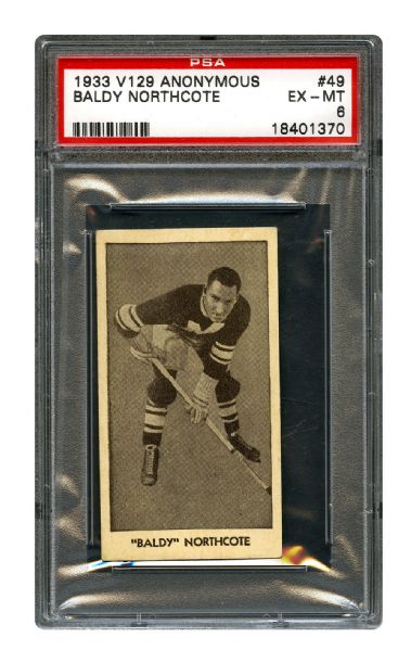 1933-34 Anonymous V129 Hockey Card #49 Lawrence "Baldy" Northcott RC <br>- Graded PSA 6
