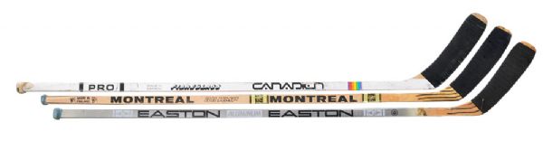 Glenn Anderson’s Oilers and Leafs Game-Used Stick Collection of 3 with Rookie Stick and Retirement Night Commemorative Puck