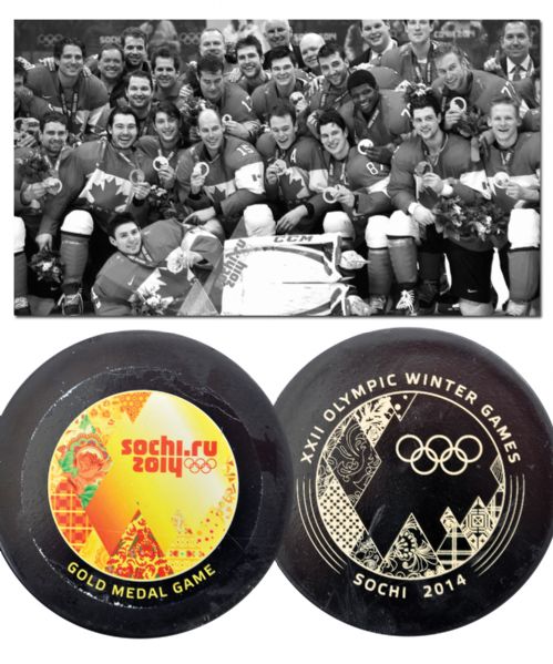 Canada vs Sweden 2014 Sochi Winter Olympics Game-Used Puck from Gold Medal Game