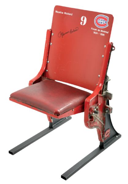 Montreal Forum Red Single Seat Signed by Maurice "Rocket" Richard