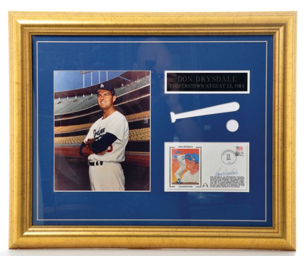 Baseball HOFer Don Drysdale Signed and Framed Montage (19 ¼” x 23 ¼”)