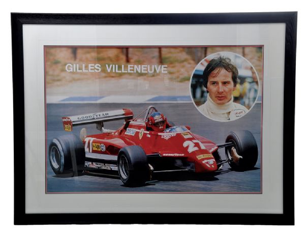 Gilles Villeneuve Ferrari Framed Poster (37 ¼” x 49 ½”)