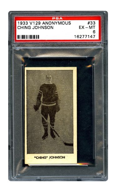1933-34 Anonymous V129 Hockey Card #33 Ivan "Ching" Johnson RC <br>- Graded PSA 6
