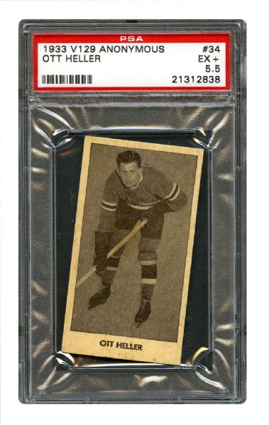 1933-34 Anonymous V129 Hockey Card #34 Ehrhardt "Ott" Heller RC <br>- Graded PSA 5.5 - Highest Graded!