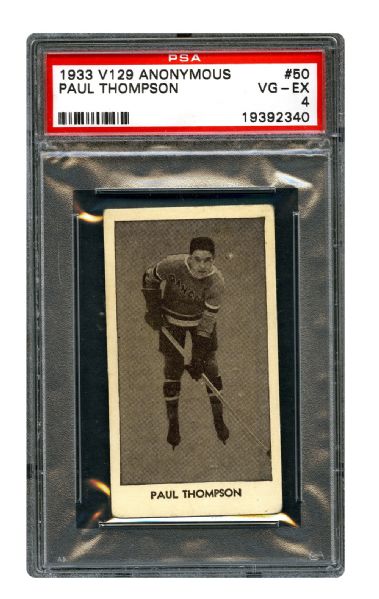 1933-34 Anonymous V129 Hockey Card #50 Paul Thompson RC <br>- Graded PSA 4 - Highest Graded!