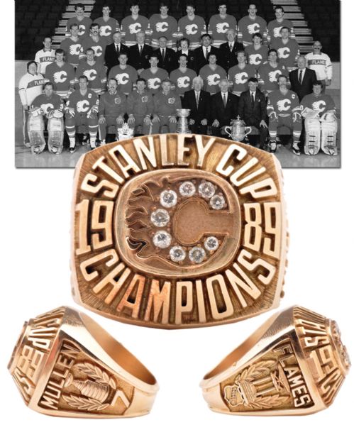 Joe Mullen 1988-89 Calgary Flames Stanley Cup Championship 10K Gold and Diamond Prototype Ring