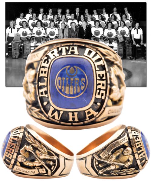 Ken Bairds 1972-73 WHA Alberta Oilers Inaugural Season 10K Gold Team Ring with LOA