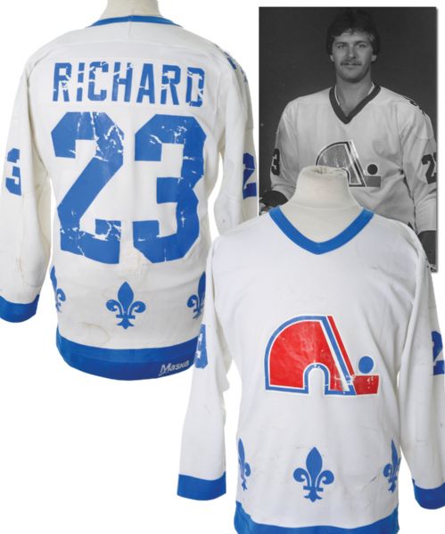 Jacques Richards 1980-81 Quebec Nordiques Game-Worn Jersey - Team Repairs!