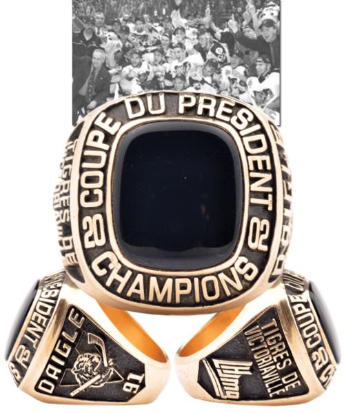 Mathieu Daigles 2001-02 QMJHL Victoriaville Tigres Presidents Cup Championship 10K Gold Ring 