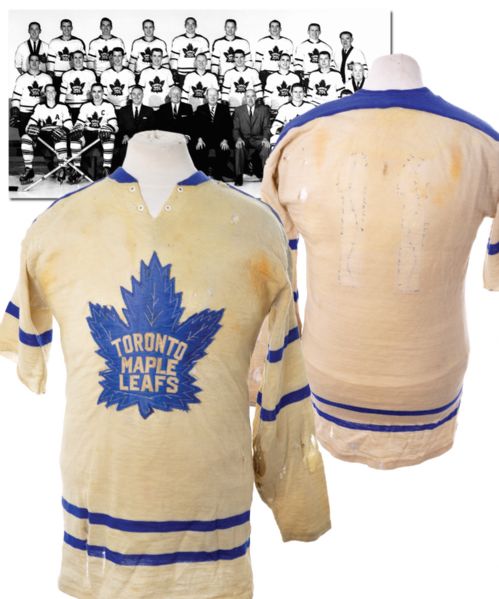  Toronto Maple Leafs Circa 1960 Game-Worn Wool Jersey - Team Repairs!