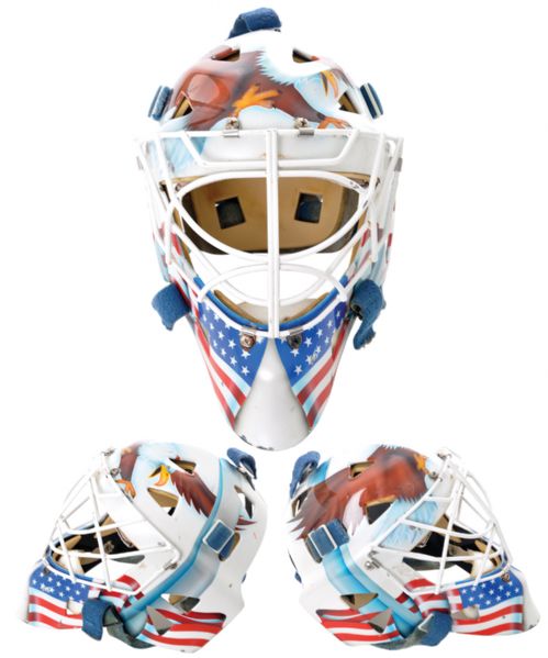 Phil Osaers 2003-04 Hartford Wolfpack / New Rangers Game-Worn Goalie Mask <br> - Photo-Matched!