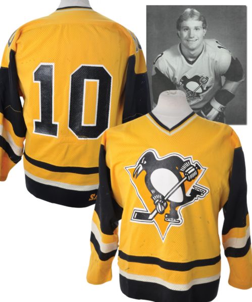 Pittsburgh Penguins 1983-84 Photo-Matched "Sunday Gold" Jersey Worn By Peter Lee, Marty McSorley and Bob Errey