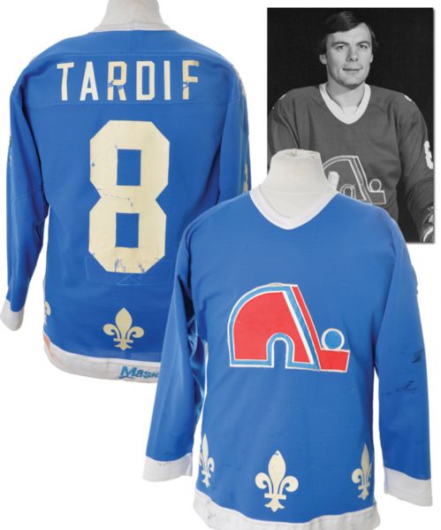 Marc Tardifs 1982-83 Quebec Nordiques Game-Worn Jersey with LOA <br>- Canada Games Patch!