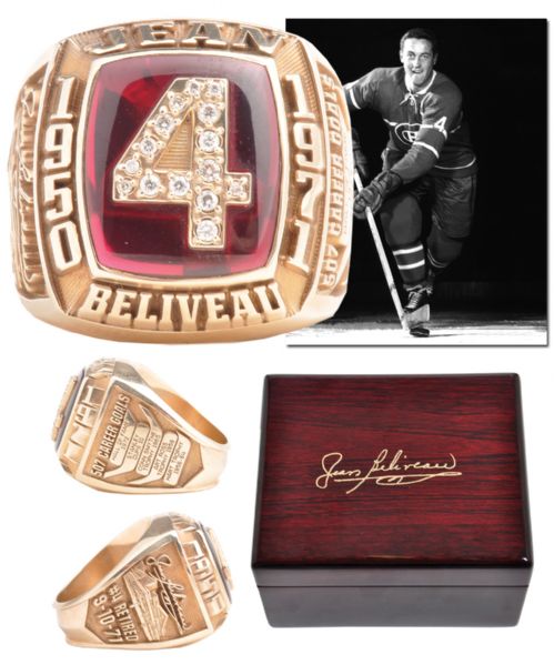 Spectacular Jean Beliveau 10K Gold and Diamond Career Tribute Ring