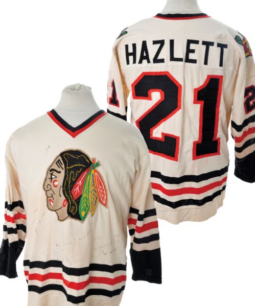 Steve Hazletts Late-1970s CHL Dallas Black Hawks Game-Worn Jersey - Team Repairs!