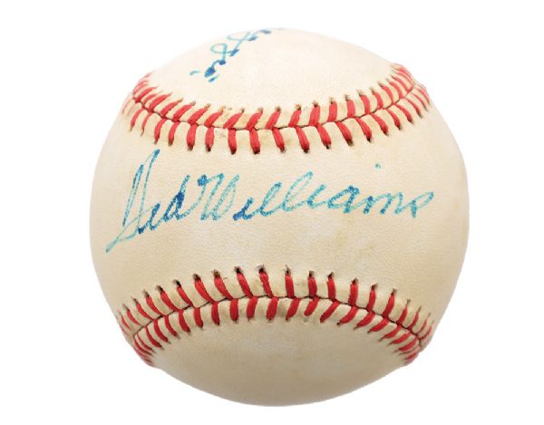 Joe DiMaggio and Ted Williams Dual-Signed Baseball with PSA/DNA LOA