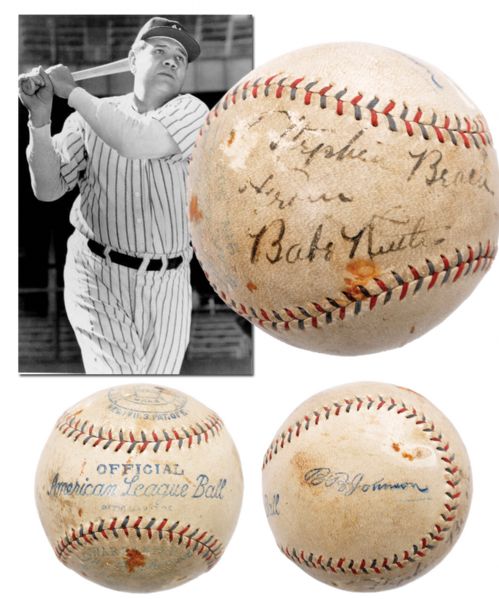 Babe Ruth Circa 1927 Single-Signed Baseball with JSA LOA