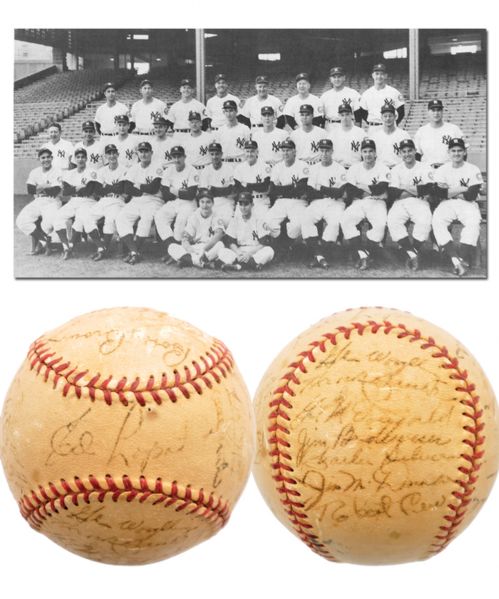 New York Yankees 1952 World Series Champions Team-Signed Baseball with PSA COA