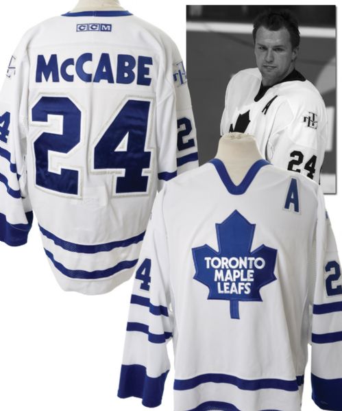 Bryan McCabes 2003-04 Toronto Maple Leafs Game-Worn Alternate Captains Jersey with Team LOA - Photo-Matched!