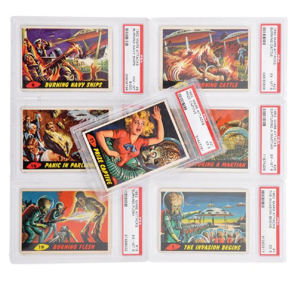 1962 Topps Mars Attack Complete 55-Card Set with PSA-Graded Cards