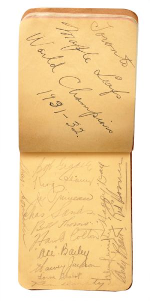 1930s Autograph Booklet by 80+ featuring 1931-32 Stanley Cup Champions Toronto Maple Leafs Team-Signed Page