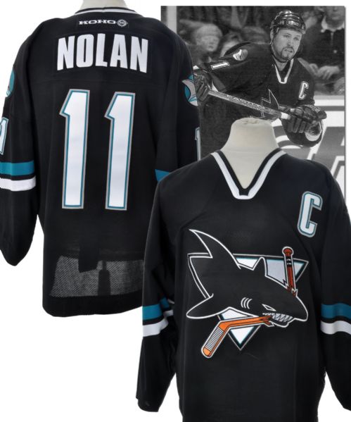 Owen Nolans 2001-02 San Jose Sharks Game-Worn Captains Jersey with Team LOA