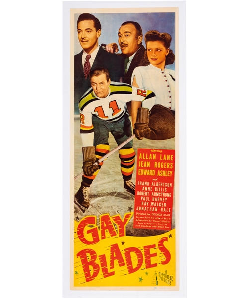 "Gay Blades" 1946 Hockey Movie Insert Poster (14” x 36”)