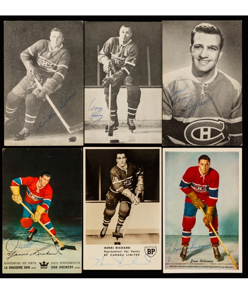 Montreal Canadiens Signed Postcard (91) and Item Collection of 100+ including Plante, Harvey, Beliveau, the Richards and Others 