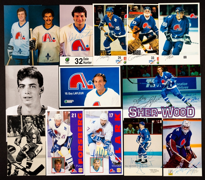 Quebec Nordiques 1980-81 to 1994-95 Postcard and Photo Collection of 875+ including 46 Signed 